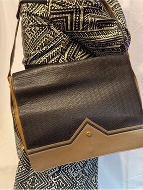 Lladro Shoulder Bag Genuine Leather Brown & Tan Designed In Spain. Vintage.